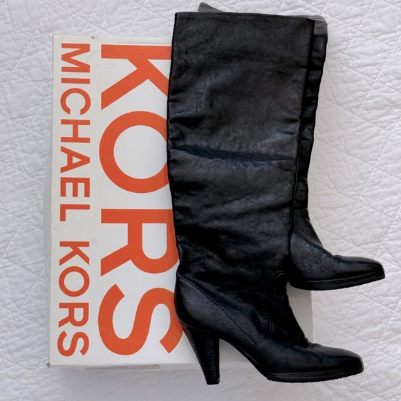Michael Kors Shoes - Authentic MICHAEL KORS FLEUR Black Leather Designer Convertible Tall